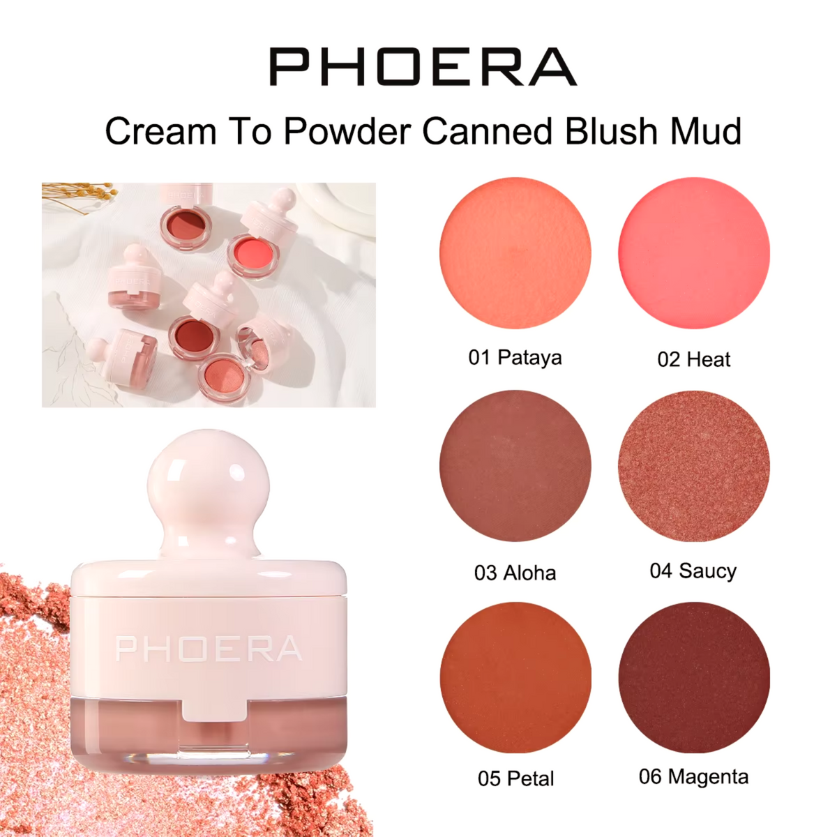 PHOERA Cream To Powder Canned Blush Mud – image 7