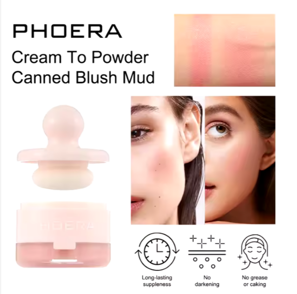 PHOERA Cream To Powder Canned Blush Mud – image 2