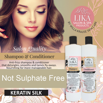 Willa Krause - Lika Salon and Spa Products - Keratin Silk Shampoo and Conditioner combo set