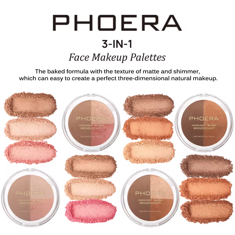 PHOERA 3 in 1 MAKEUP PALETTE blush bronzer highlight – image 8