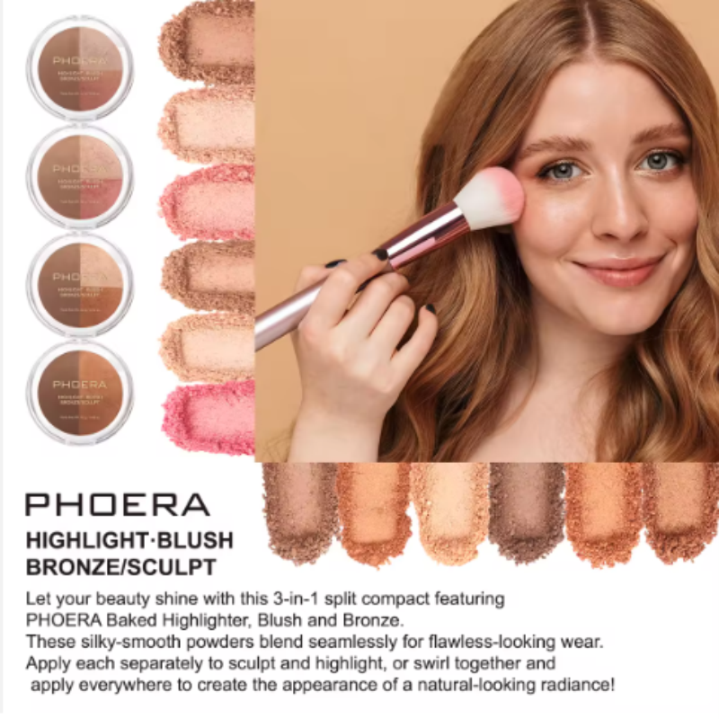 PHOERA 3 in 1 MAKEUP PALETTE blush bronzer highlight – image 7