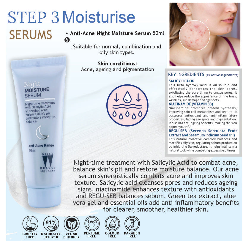 Willa Krause Anti-Acne - Night Moisture Serum 50ml – image 3