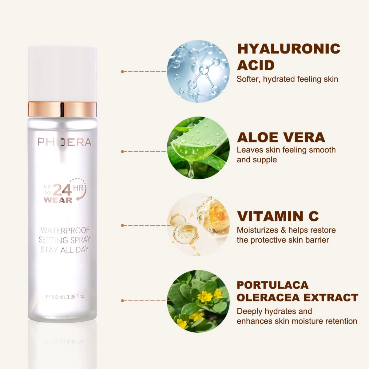 PHOERA 24 Hour Wear Waterproof Matte Makeup Setting Spray 100ml – image 2