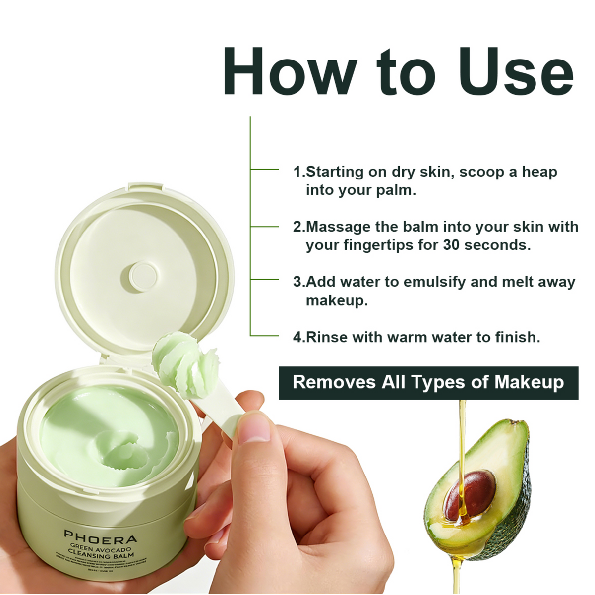 PHOERA Green Avocado Cleansing Balm 80g – image 4