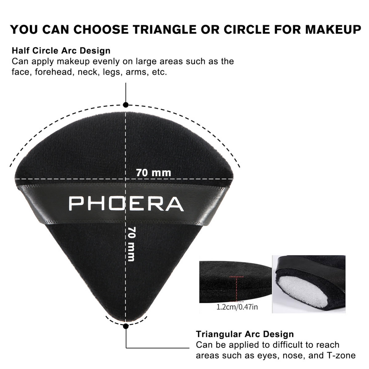 PHOERA 6 Pcs Powder Puff Face Soft Triangle Makeup Puff for Loose Powder – image 2