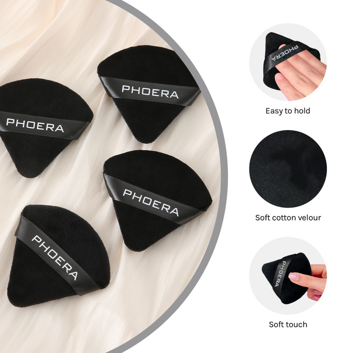 PHOERA 6 Pcs Powder Puff Face Soft Triangle Makeup Puff for Loose Powder – image 5