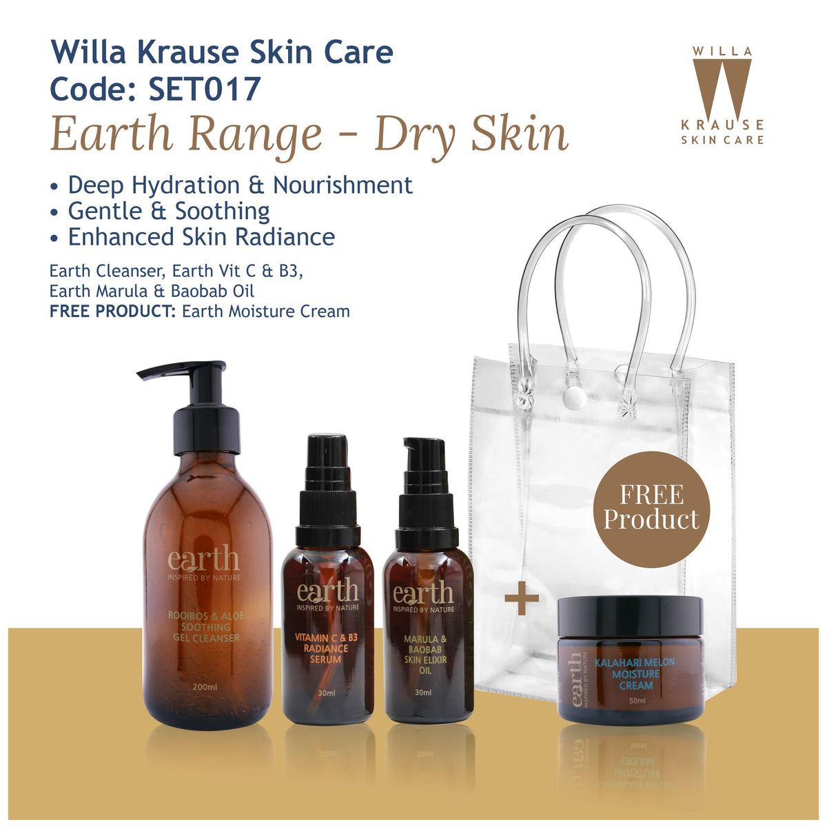 Willa Krause Skin Care - Earth Range - Dry Skin - Combo Set 017