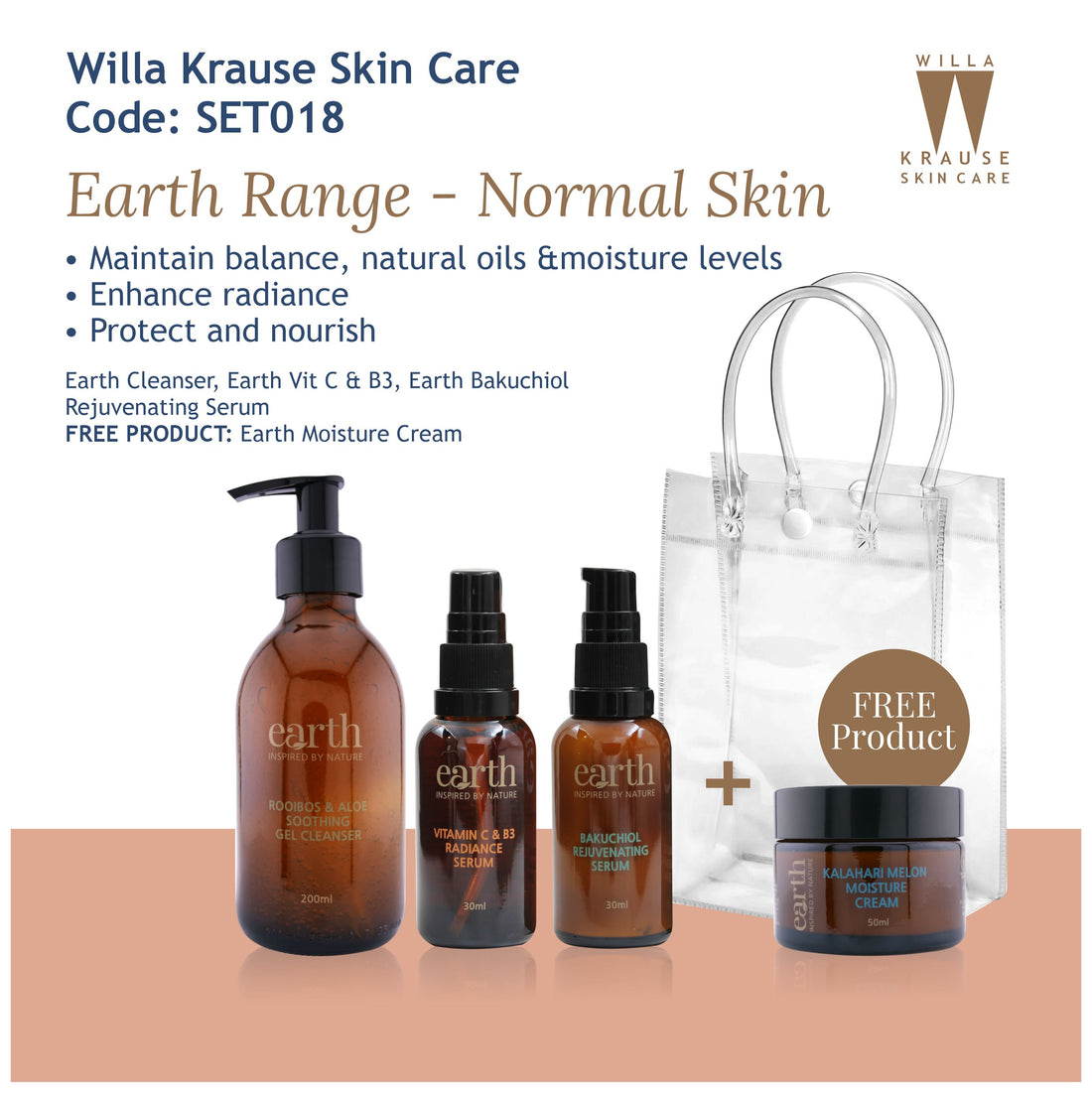 Willa Krause Skin Care - Earth Range - Normal Skin - Combo Set 018