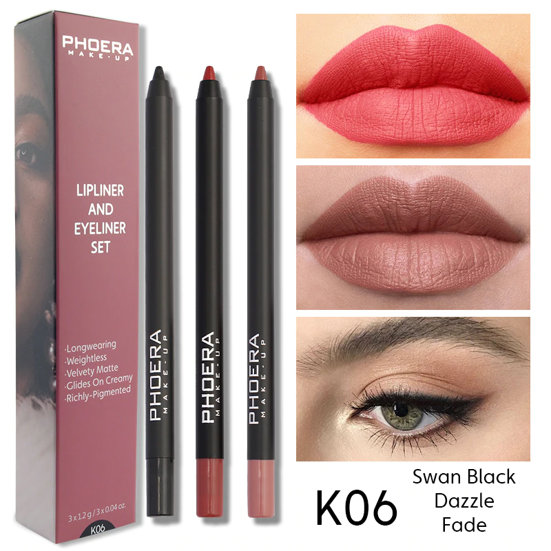 PHOERA Matte Lip Liner & Eyeliner Kit